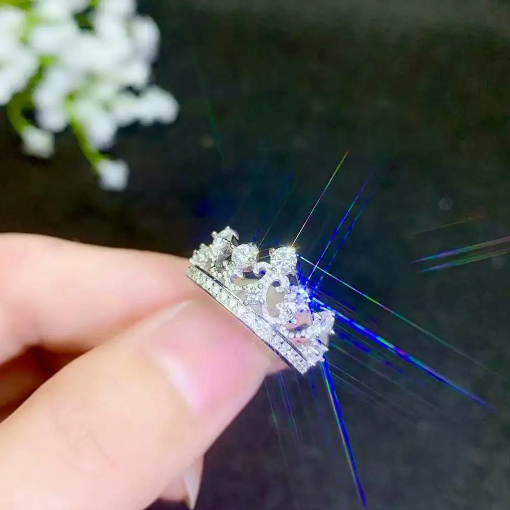 Moissanite Корона кольцо, королева, 925 серебряный бриллиант, день рождения свадьба подарок