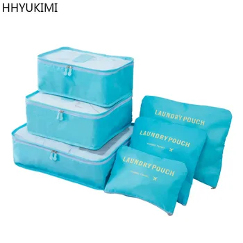 

HHYUKIMI 6 Pcs/Set Portable Travel Clothing Finishing Luggage Tidy Storage Bag Pouch Suitcase Underwear Organizer Laundry bag