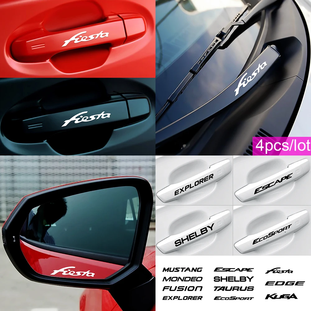 Car styling 4pcs Door Handle Rear Mirror Window Stickers For Ford FOCUS 2 3 Mondeo Fiesta Kuga MK2 MK3 MK4 ST Accessories | Автомобили и