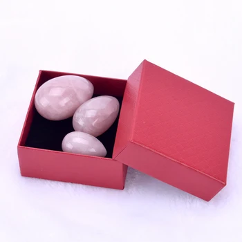 

With Gift Box Packed Drilled Yoni Eggs From Rose Quartz for Women Kegel Exercise Tightening Vaginal Muscle Ben Wa Ball