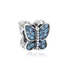 Boosbiy 2pc Light Blue Crystal Butterfly & Orchid Charms Beads Fits Fashion Brand Bracelets & Necklaces Jewelry Accessories ► Photo 3/6