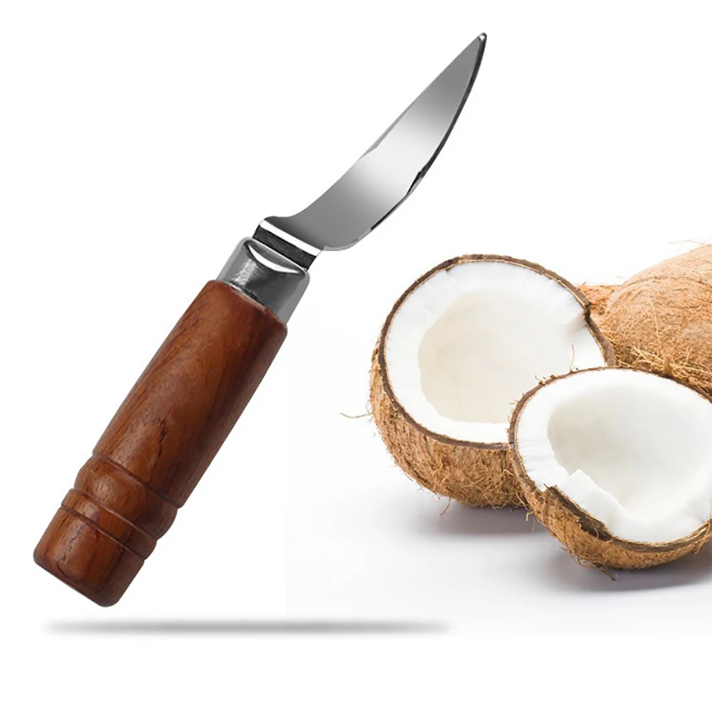 1Pcs practical Wooden Handle Coconut Opener for Kitchen Coconut Meat