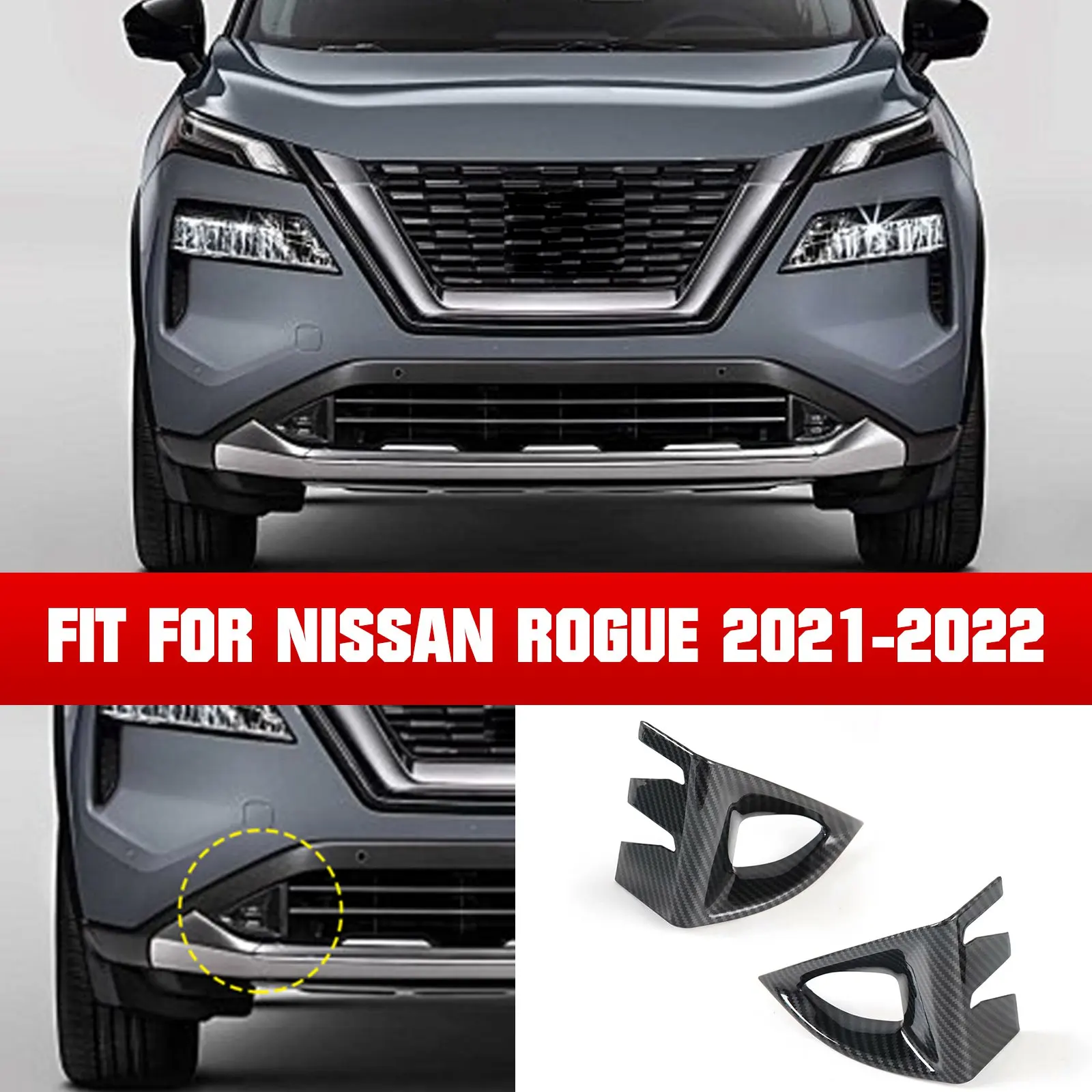 Beautost Fit for Nissan New Rogue 2021 2022 Chrome Front Lower Fog Light Lamp Cover Trims 