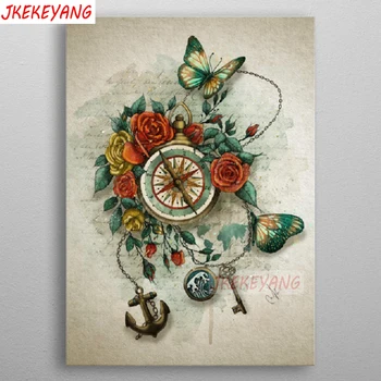 

5D DIY square/round Diamond painting Compass and flower Cross Stitch Diamond Embroidery Pattern Rhinestone J2501