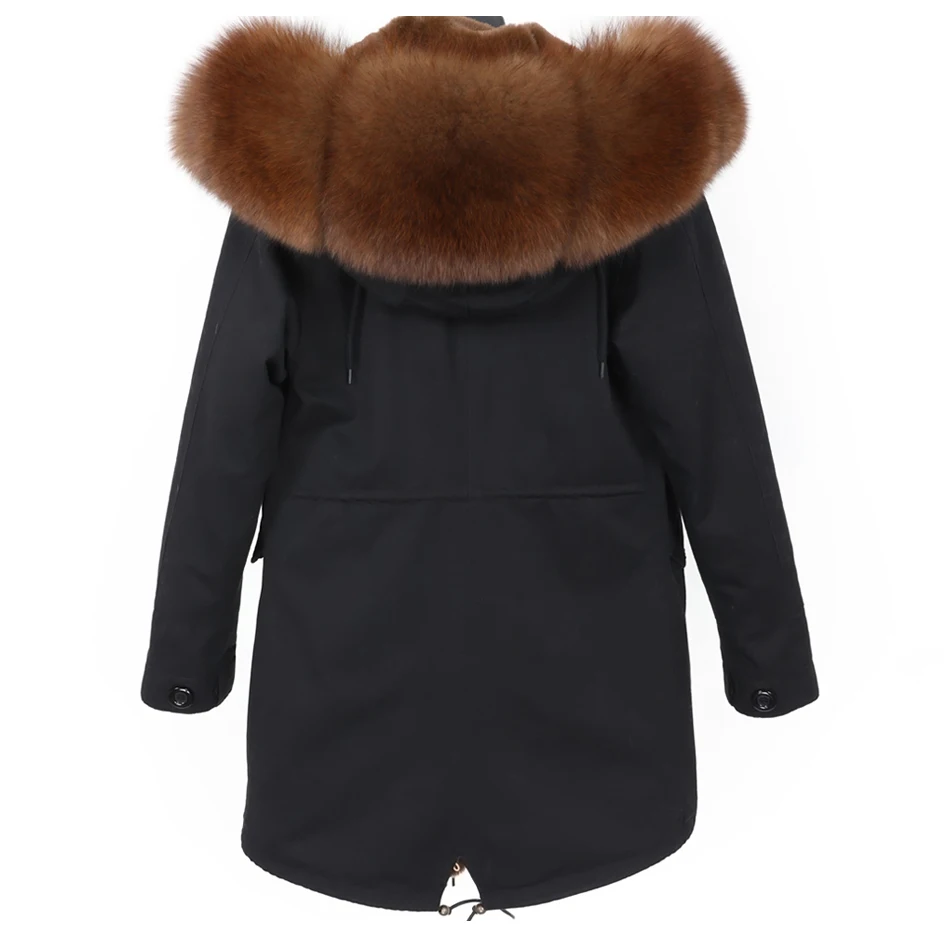 Зимняя новая Толстая теплая женская одежда натуральный большой Лисий Мех датский искусственный мех подкладка модная длинная парка пальто с натуральным мехом