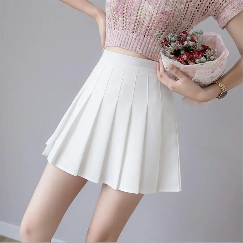 

Women Skirts Preppy Style High Waist Chic Stitching Skirts Student Kawaii Pleated Skirt Women Cute Sweet Girls Dance Skirt