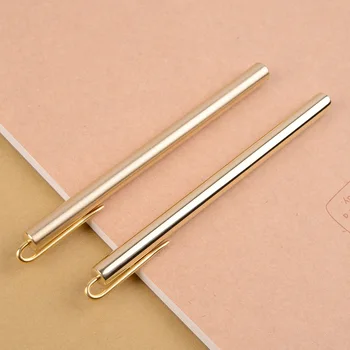 

Quality Brass Ballpoint Pen New Gifts Copper Pens Handmade With Clip Precious Metal Pen Office School Stationery