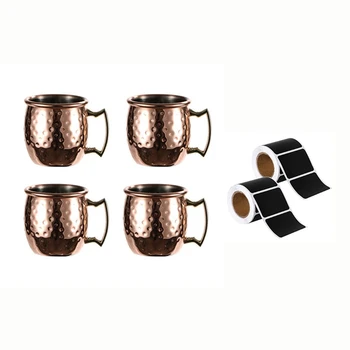 

1 Set 4 Pcs 2-Ounce Stainless Steel Mug Espresso Mini Mugs & 300 Pcs Waterproof Chalkboard Labels Stickers 60 X 40 Mm
