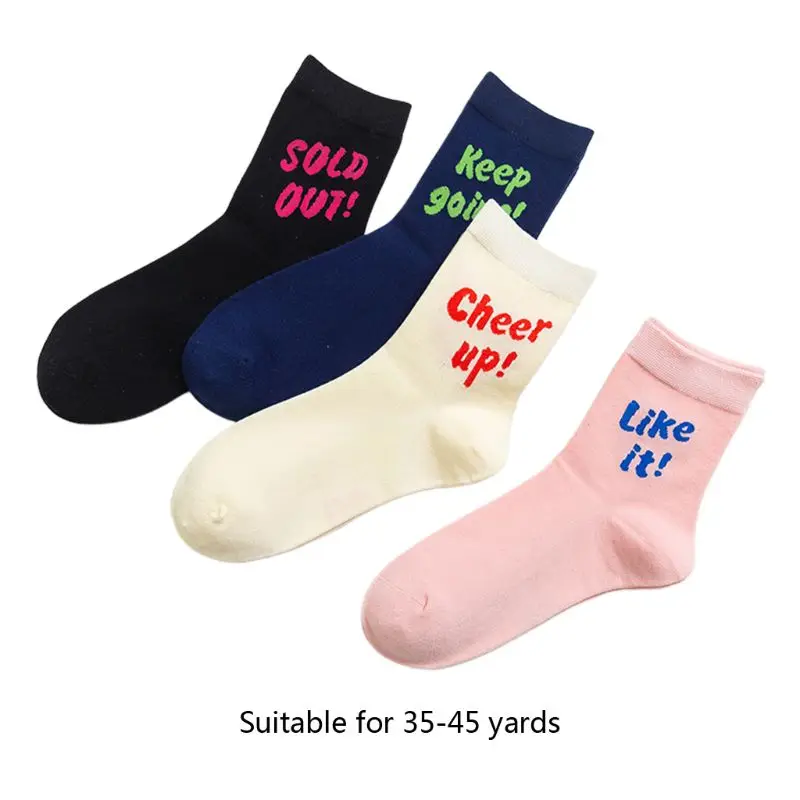 4 пары Хлопковых Носков для женщин и девочек; повседневные Чулочные изделия с забавными надписями и разноцветными буквами