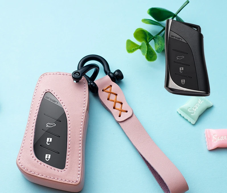 B key pink Автомобильный кожаный Футляр для ключей Geunine, бумажник для Lexus UX260 ES300h ES350 ES200 LS350 ES RS GS IS LX серии NX, аксессуары - Название цвета: B key pink