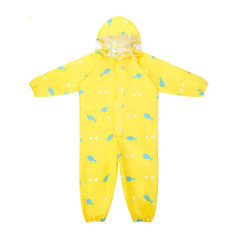 Детские комбинезоны для мальчиков и девочек Водонепроницаемый комбинезоны детские Костюмы комплекты От 1 до 6 лет Детский комбинезон Водонепроницаемый одежда - Цвет: Yellow fish