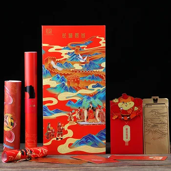 

Chinese New Year Couplet 2020 Rat Year Red Envelopes Couplet Notebook Gift Set Spring Festival Blessing Scrolls Door Sticker Set