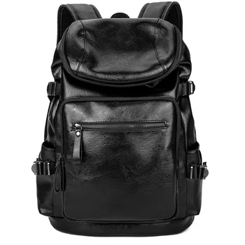 

High quality PU men's backpack men's Korean fashion travel soft leather multifunctional large capacity youth student backpack