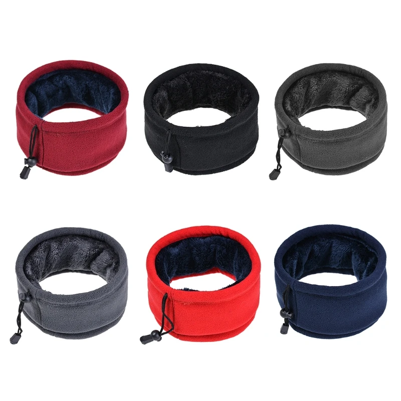 

Men Women Polar Fleece Neck Warmer Gaiter Double Layer Plush Lined Thermal Face Mask Scarf Cycling Adjustable Beanie Hat