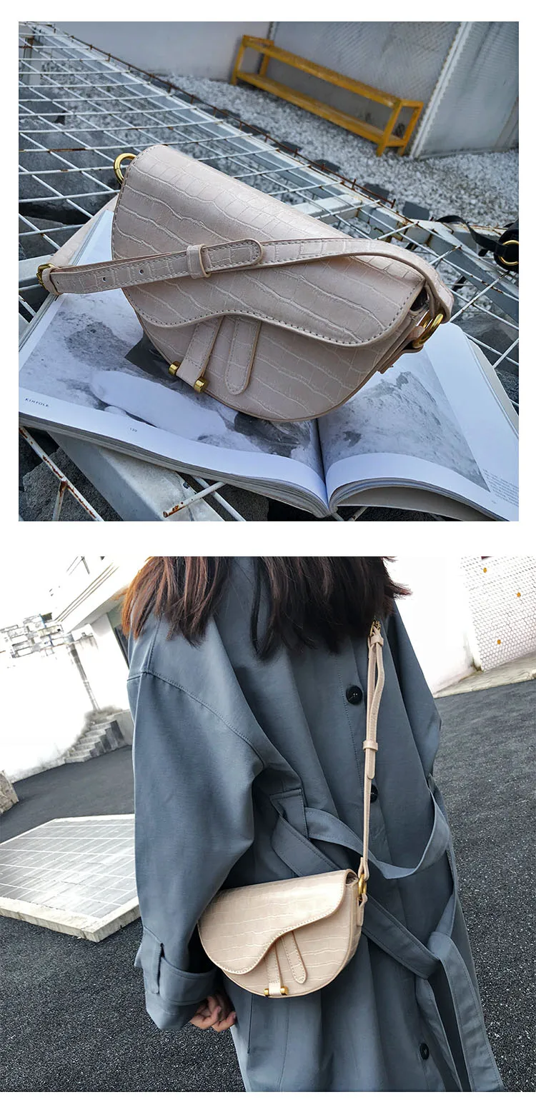 Женская сумка через плечо модная крокодиловая полукруглая седельная сумка из искусственной кожи сумки на плечо для женщин дизайнерские сумки