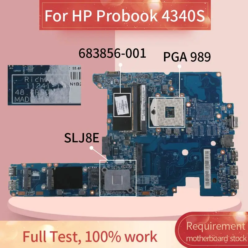 Placa-mãe para Notebook hp 683856001 683856501 para Probook 4340s Pga989 Placa Principal para Notebook 112411 Slj8e 48.4rs01. 011