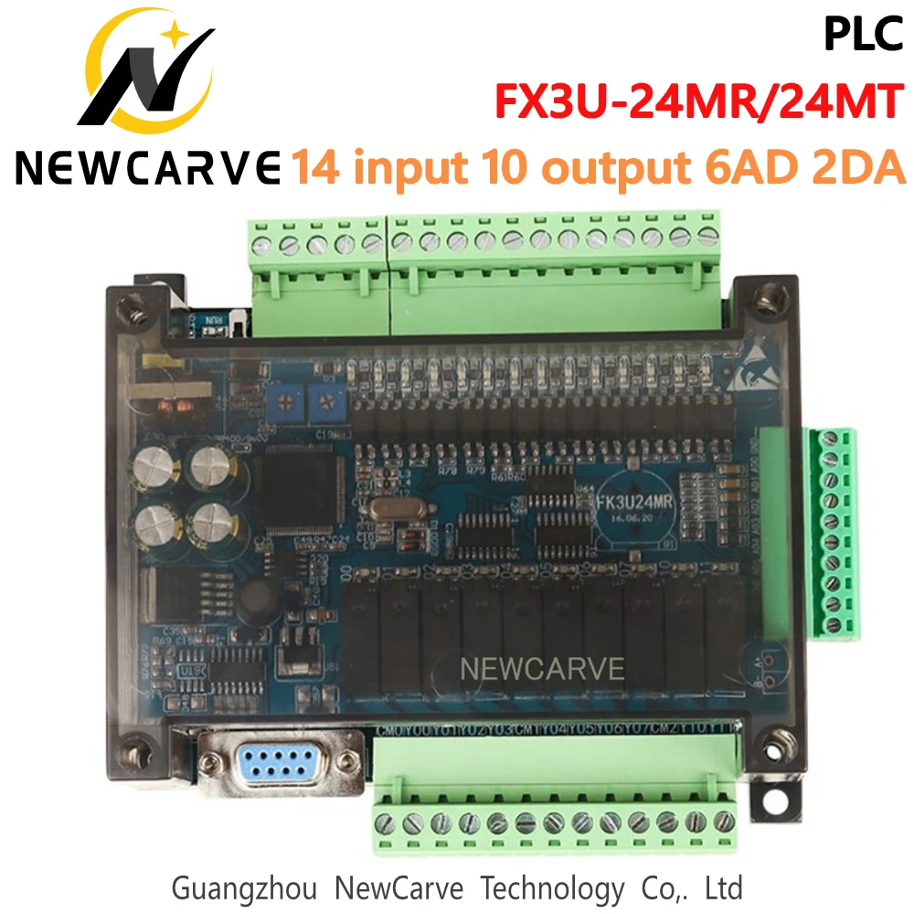 FX3U-24MT FX3U-24MR PLC Industrial Control Board 14 Input 10 Output 6AD 2DA With RS485 Communication NEWCARVE