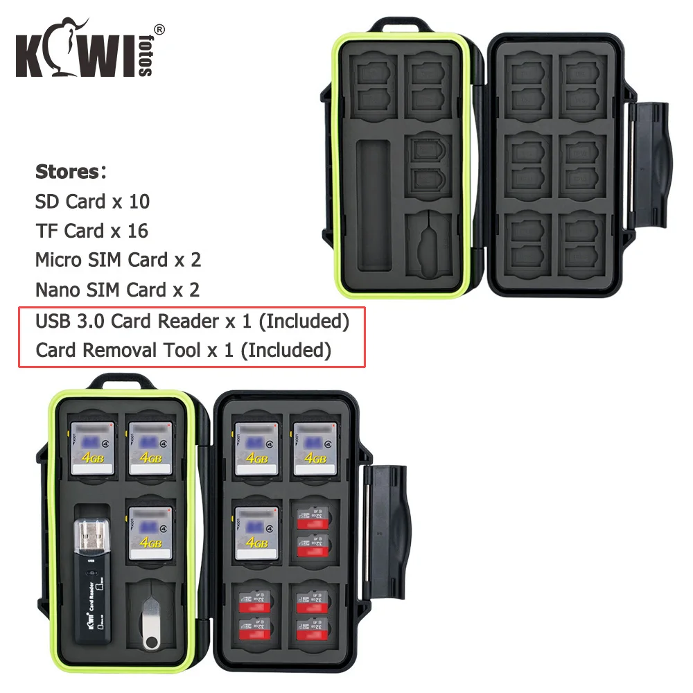 Micro SD MSD TF Memory Card Holder Case Storage Cover for 2 SD & 4 MSD or Micro SD or TF Cards & 1 USB 3.0 Card Reader 