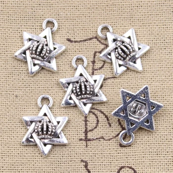 

20pcs Charms Crown Star Of David 20x15mm Antique Silver Color Pendants DIYCrafts Making Findings Handmade Tibetan Jewelry