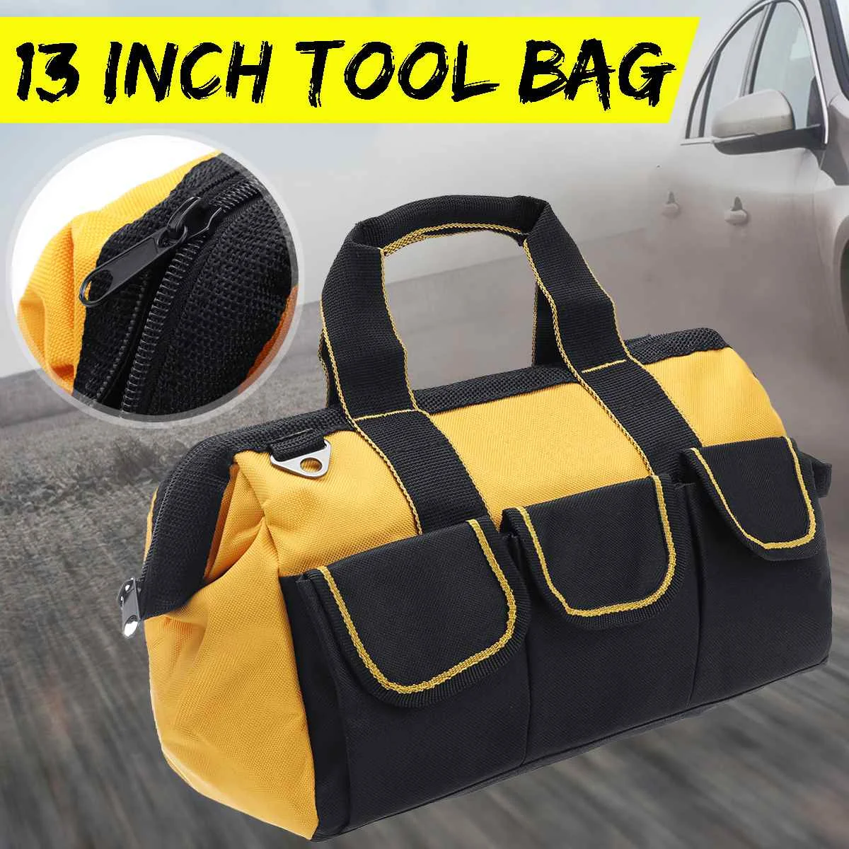 

13inch Canvas Nylon Tool Bag Hand-held Shoulder Portable Electrician Bag with Strap Adjustable screwdrivers Drill Zipper Toolbag