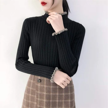 

Knit Sweaters Slim slim collar Women Fashion Sexy Half-high Collar Sweater Autumn Shirt Long-sleeved Slim Knit Sweater