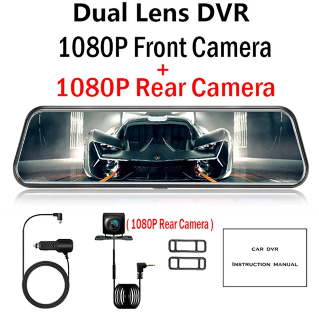 Dvr камера 10 дюймов Сенсорное потоковое зеркало заднего вида Dash Cam FHD 1080P регистратор видео регистратор с камерой заднего вида - Название цвета: Dual Lens 1080P