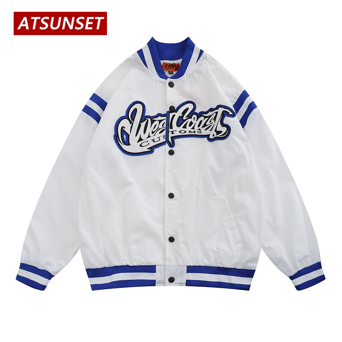 

Бейсбольная куртка ATSUNSET в стиле хип-хоп, куртка с английским алфавитом в стиле ретро, Модная хлопковая верхняя одежда в стиле Харадзюку