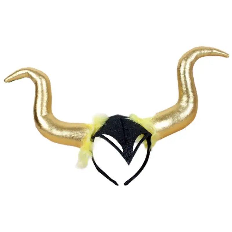 

Halloween Long Ox Horn Headband Evil Queen Glitter Hair Hoop Cosplay Headpiece