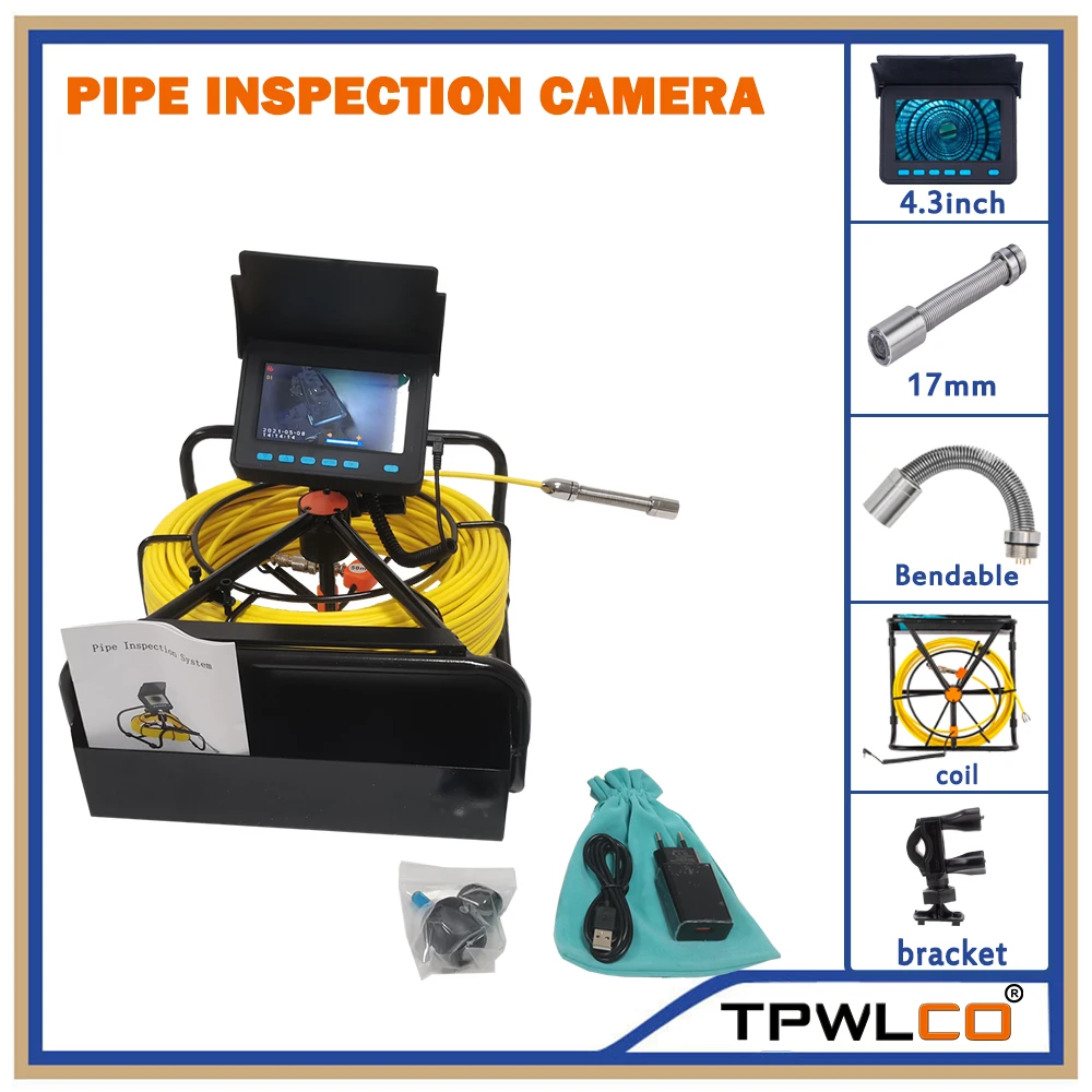 

8500mah DVR Recorder Pipe Inspection Video Camera Drain Sewer Pipeline Industrial Endoscope with 6 LEDs 120 Degree