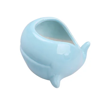 

Creative Medium Size Flowerpot Ceramic Whale Shaped Green Succulent Planter Desktop Decor for Home Office Without Plant (Sky-blu