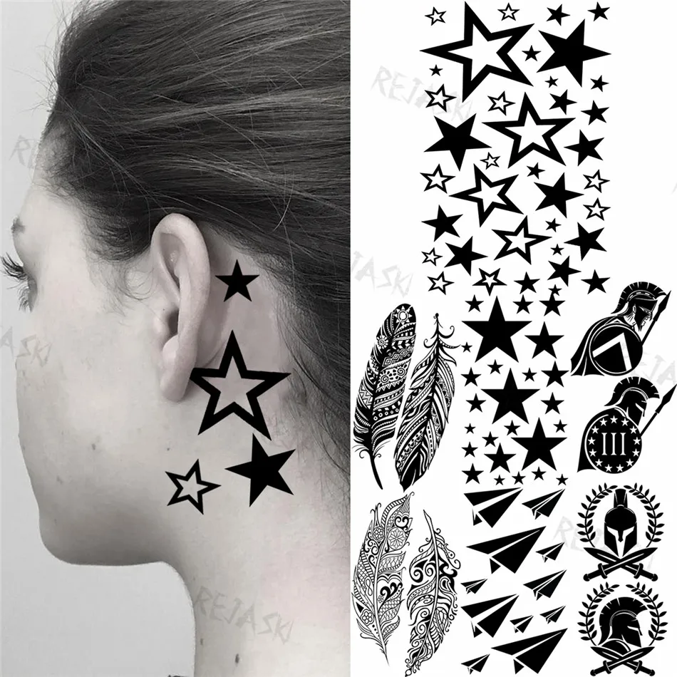 Tatouage Papillon 3d Noir Et Blanc Tatouages Temporaires Étoiles 3d Pour Femmes Adultes, Autocollant De Faux  Tatouage, Plume Spartiate, Plan D'avion, Peinture Artistique Corporelle  Étanche - Temporaire Tatouages - AliExpress
