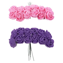 288 шт 2 см ПЭ розовый пенопласт мини букет цветов сплошной цвет/Свадебные украшения фиолетовый и розовый
