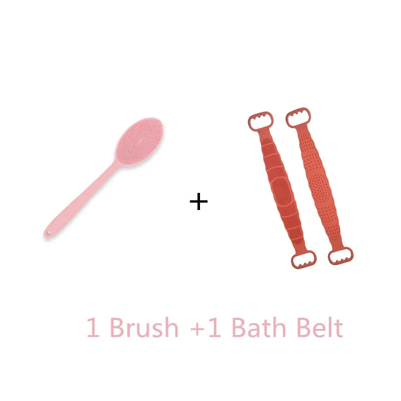 1Brush 1Towel Пояс для ванны Отшелушивающий силиконовый Премиум банный тертый чистый пояс мульти длинная ручка Массажная щетка для ванны для дома для ванной для душа Чистящая - Цвет: 1Brush 1Towel