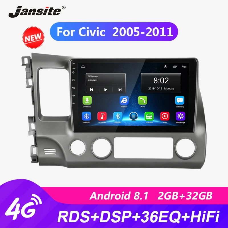 Jansite R9 4G 10 "автомобильное радио для Honda Civic 2005-2011 RDS Wifi Android сенсорный экран Bluetooth