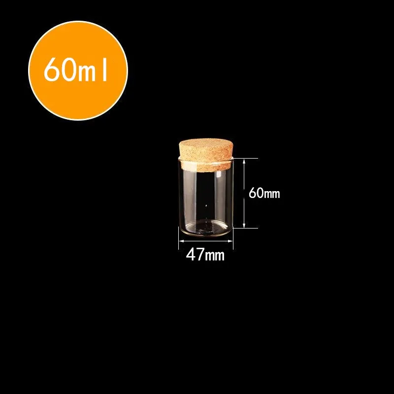 1pcs 60ml 120ml 200ml 230ml 250ml Glass Test Tube with Cork Stopper Bottles Jars Vials Container DIY Craft Bottles 5