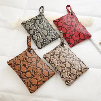 

Ladies PU Leather Wristlet Clutch Portable Women Daily Splicing Large Capacity Bags Snake Printing Zipper Phone Money Handbags