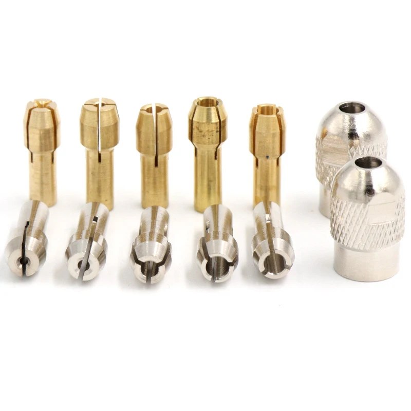 10PCS Electric Grinder Chuck Mini Electric Drill Chuck 0.5-3.2mm Silver/Yellow Color M7/M8 Nuts For Electric Grinder