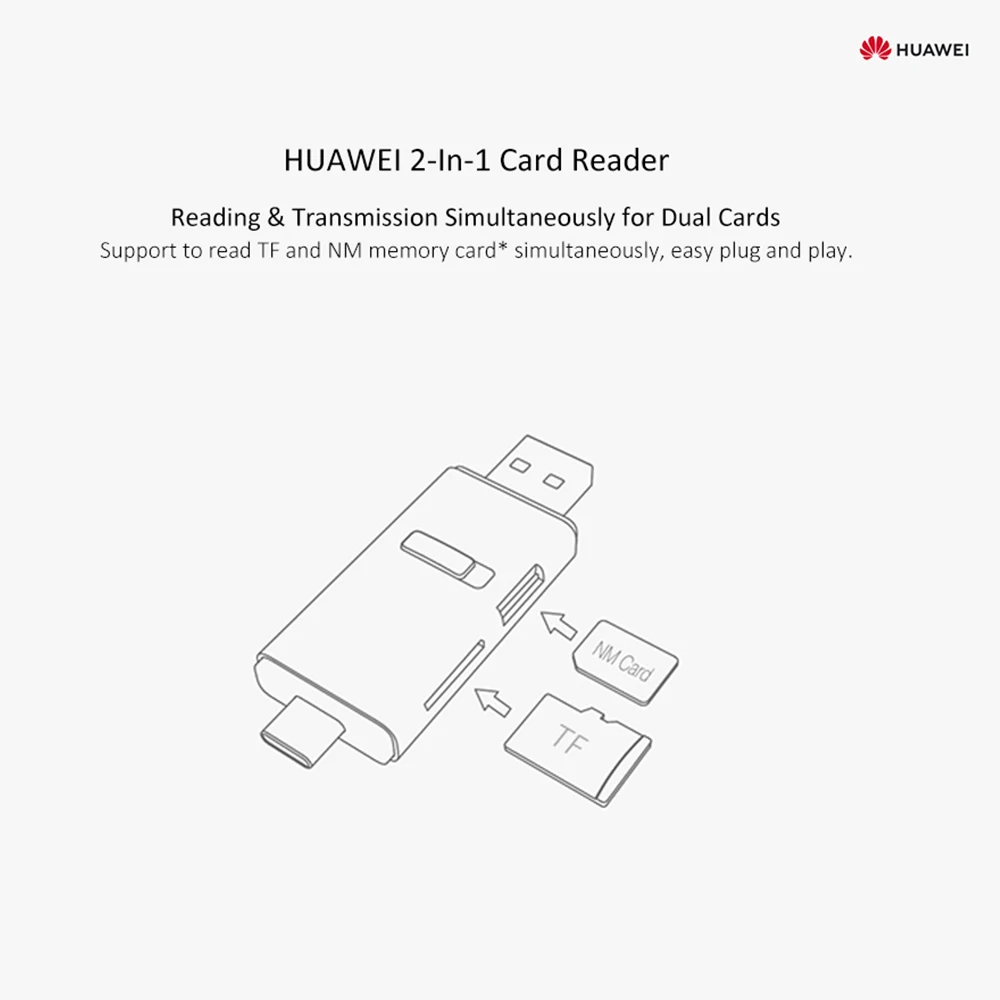 Для HUAWEI 2 в 1 устройство для чтения карт TF+ нм слот для карт памяти OTG с классическим дизайном 3,1 Тип-C Интерфейс компактный портативный считыватель карт для телефона из поликарбоната