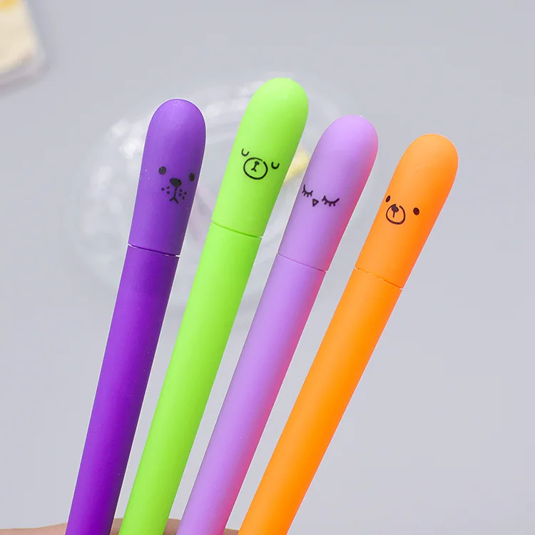 24 pcs Stationery Creative Cartoon Eggplant Modeling Neutral Pen Cute Expression Head Individual Signature Pen