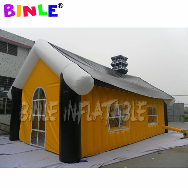 Yellow advertising house shaped inflatable tent with clear  windows,inflatable air marquee for party event using