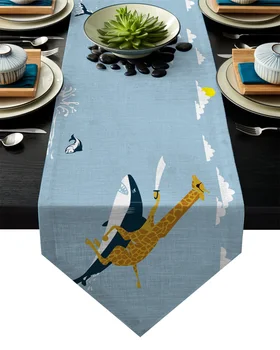 

Marble Fashion Woman Lemon Cocktail Table Runner Table Flag Home Party Decorative Tablecloth Table Runners