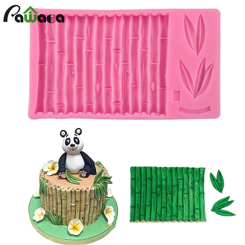 3D Bamboo Fondant Molds Silicone Baking Molds Border DIY Sugarcraft Candy Chocolate Moulds Gumpaste Cake Decorating Tools