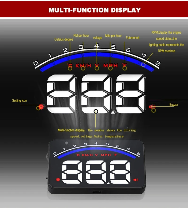 KAJARN HUD Дисплей на голову OBD2 температура OBD дисплей проектор экраны автомобиля скорость проектор экраны Автомобильная электроника 3,5 дюймов M6