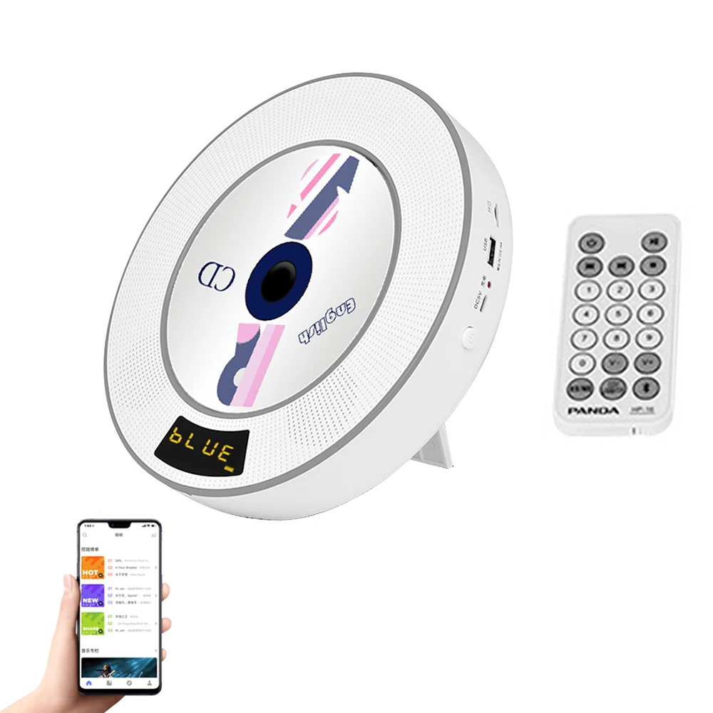 Remote Control Bluetooth CD Player Wall Mountable Home Music Boombox with Dust Cover,2 Built-in Stereo HiFi Soundcore Speakers - ANKUX Tech Co., Ltd