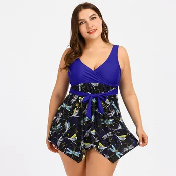 

New Trend Sexy Women Vintage Tankini Set Swimwear Print Ethnic Style Boyshorts With High Waist Two Piece Swimsuit Lady Beachwear