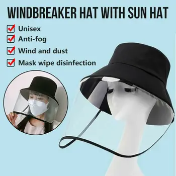 

Detachable Anti-spitting Protective Cap Cover Full Face Shield UnisexFisherman Hat With Clear Protective Mask Splash-Proof