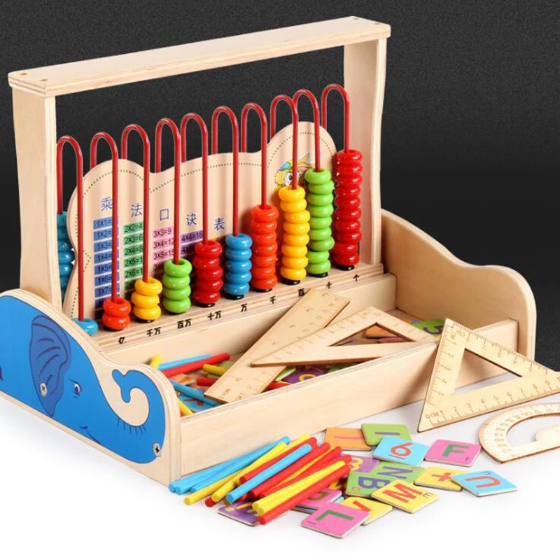 1 Набор деревянных Abacus счетных бусин математические игрушки облака вычисления бусина блоки Дети Обучение раннее образование подарок - Цвет: Многоцветный