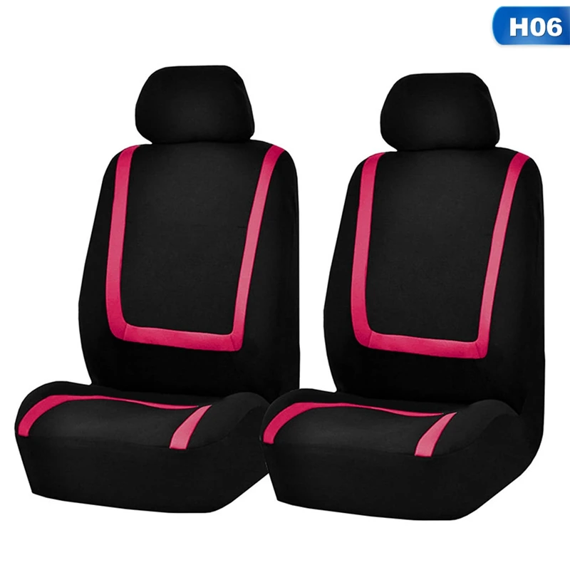 4pcs Set Pink Универсальный чехол для автомобильных сидений из полиэфирной ткани, чехлы для автомобильных сидений, чехлы для автомобильных сидений, защита для автомобильных сидений, аксессуары для интерьера - Название цвета: 4pcs Set Pink