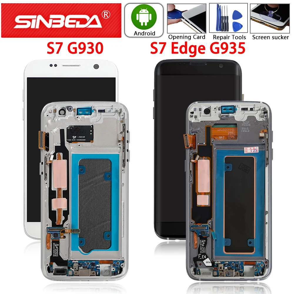 ЖК дисплей AMOLED для Samsung Galaxy S7 Edge G935 сенсорный экран с дигитайзером и рамкой G930F