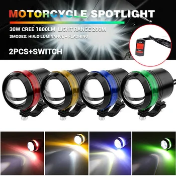 

1Pair 30W U3 Motorcycle LED Spot Fog Light Lamp Angel Halo Waterproof+Switch Waterproof Dustproof Rustproof
